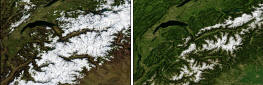 Winter versus summer comparison of the Alps